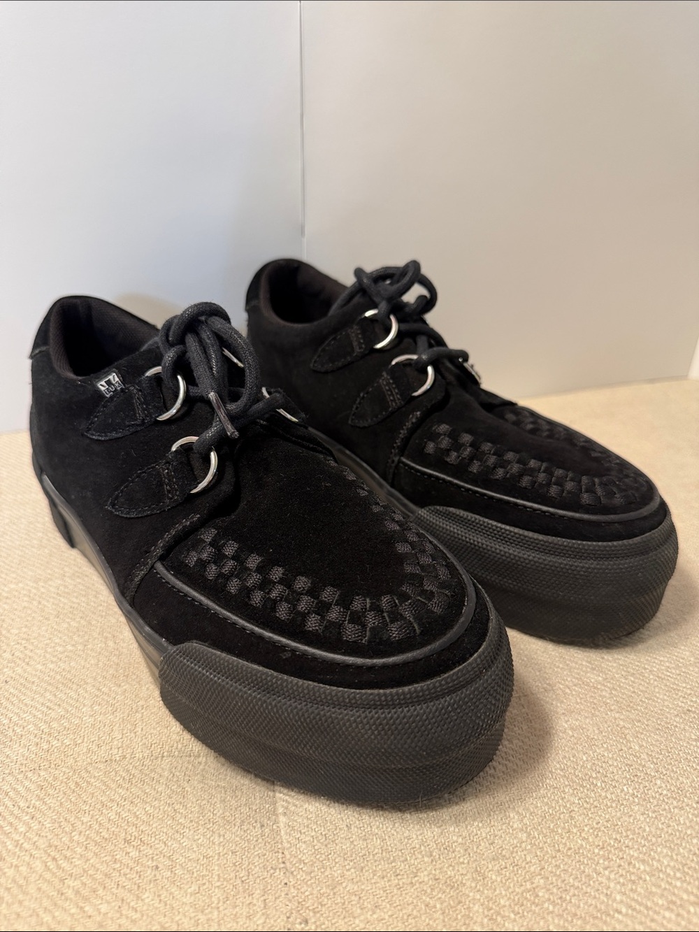 T.U.K Black Suede Platform Creeper Sneakers